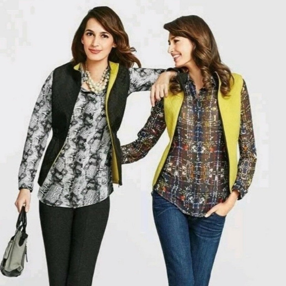 CAbi Travel Reversible Vest Green Black Sz S style 927